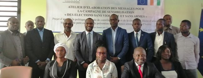 Tenue de l’atelier de conception et de validation des messages et des images pour la campagne de sensibilisation sur le thème des élections sans violence et sans armes.