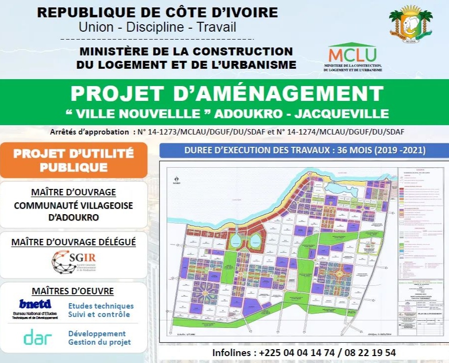 Le projet de la ville Écologique et Durable d'Adoukro sous préfecture de Jacqueville 