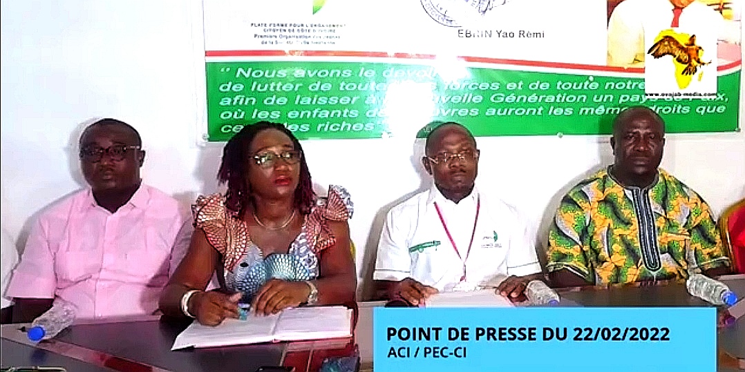 Côte d’Ivoire :Point de Presse de L’Alternative Citoyenne Ivoirienne (ACI) et de la Plateforme pour l’Engagement Citoyen de Côte d’Ivoire (PEC-CI)
