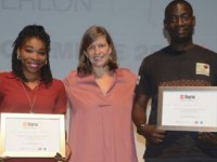Les lauréats de la « Bourse Ghislaine Dupont et Claude Verlon » 2018 en Côte d’Ivoire :  Taby Badjo Marina DJAVA, lauréate journaliste et   Aman Baptiste ADO, lauréat technicien